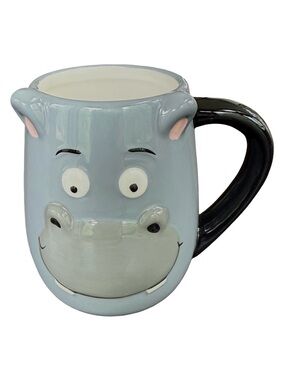 TAG Whimsical Ceramic 3D Hippo Coffee Tea Gray Mug Cup Hippopotamus Kitchen